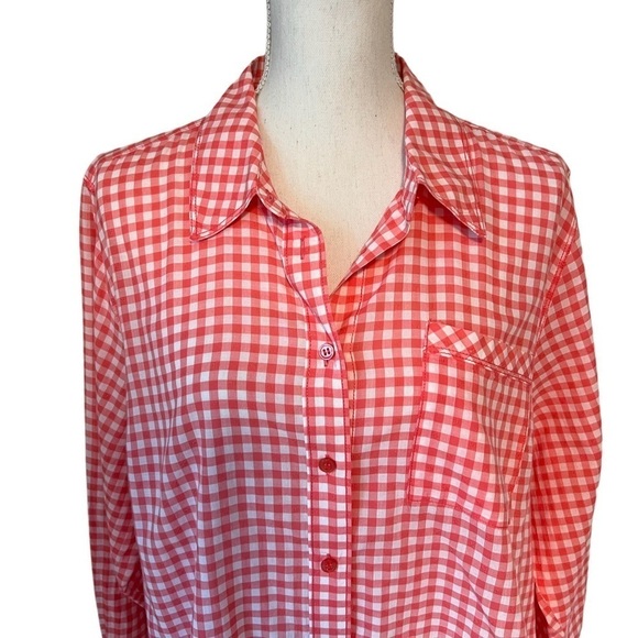 LANE BRYANT WOMENS PINKISH CHECKERED BUTTONED DOWN SHIRT SIZE 20 - Picture 2 of 9